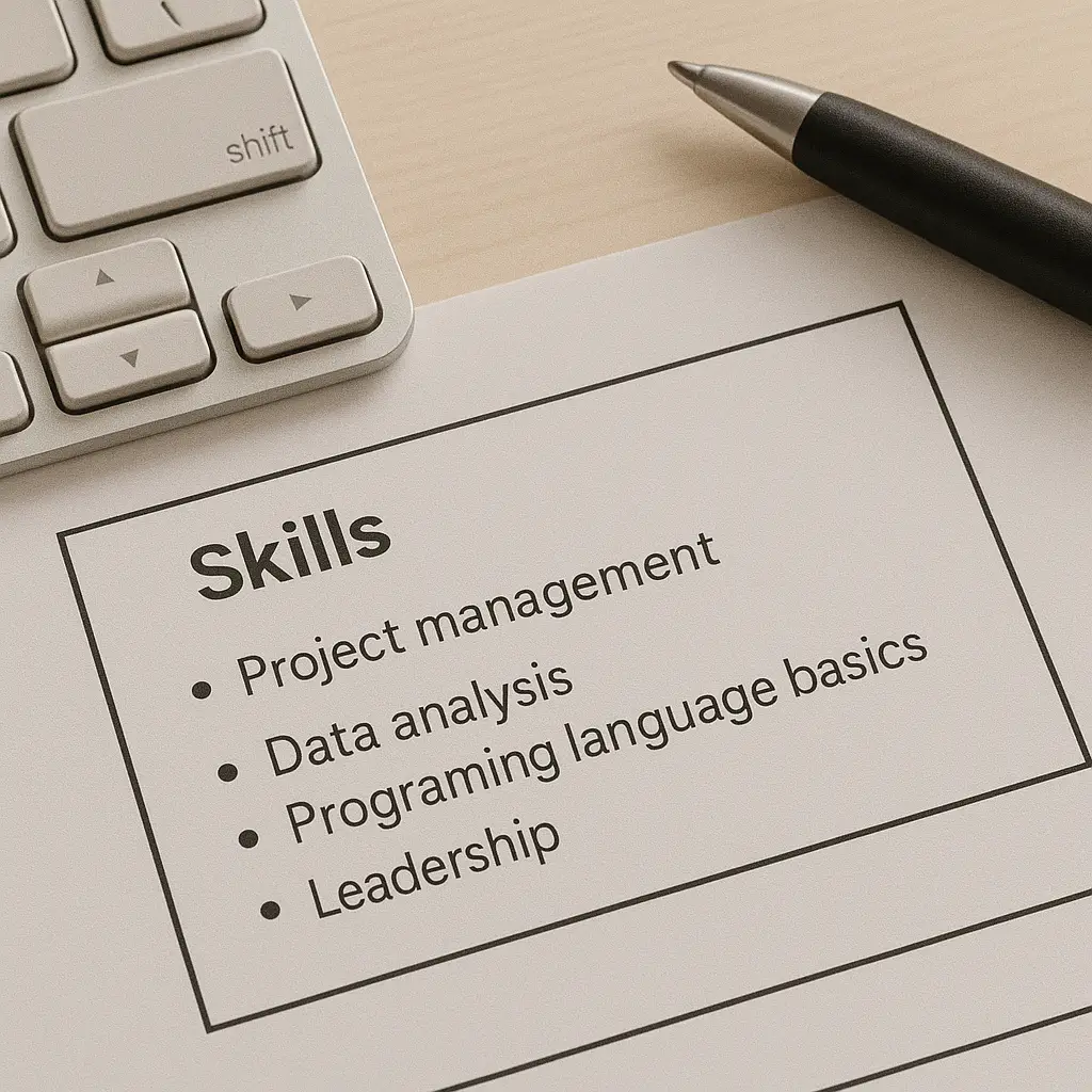 Résumé skills section for confidence building after 40 with specific skills for the job market.