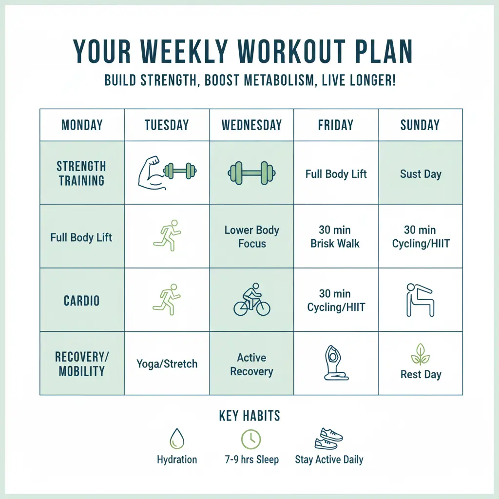 Strength training women over 40 4 week workout plan with 2 to 3 days a week routine