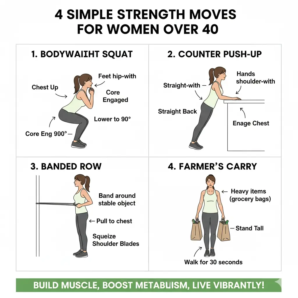 Beginner strength training moves that support a diet plan for women over 40