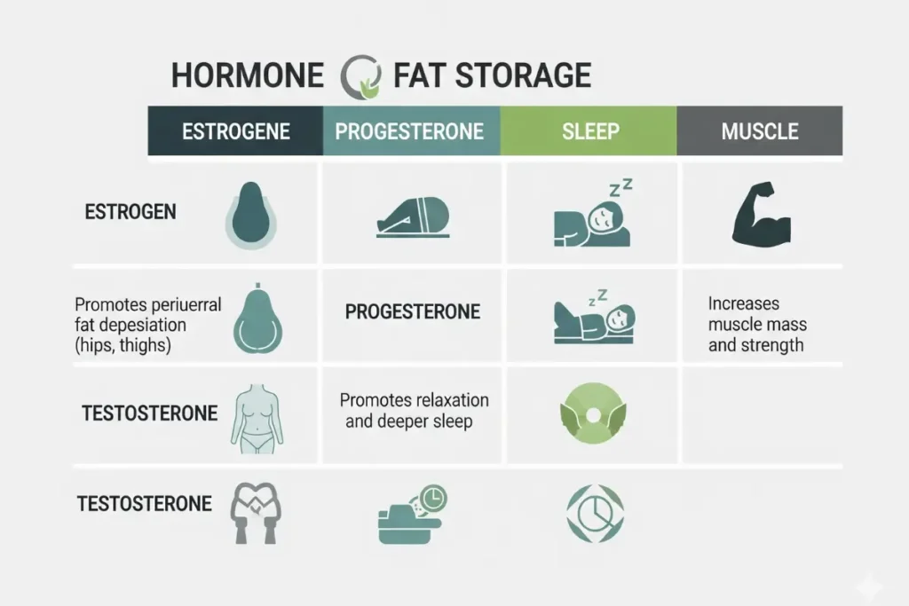 Comparison chart of estrogen progesterone testosterone effects on weight