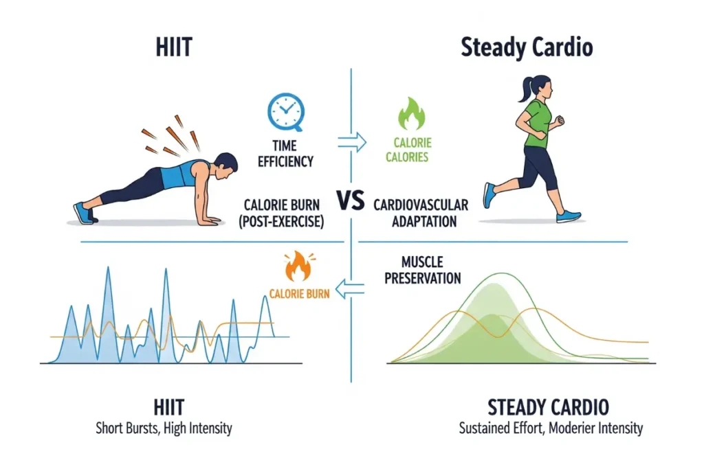 HIIT exercise comparison for belly fat