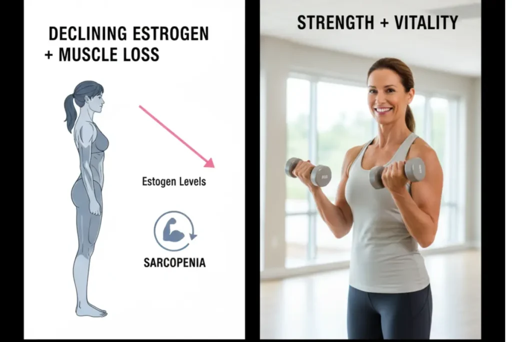 Hormonal changes and muscle loss in women over 40 balanced by strength training and protein intake