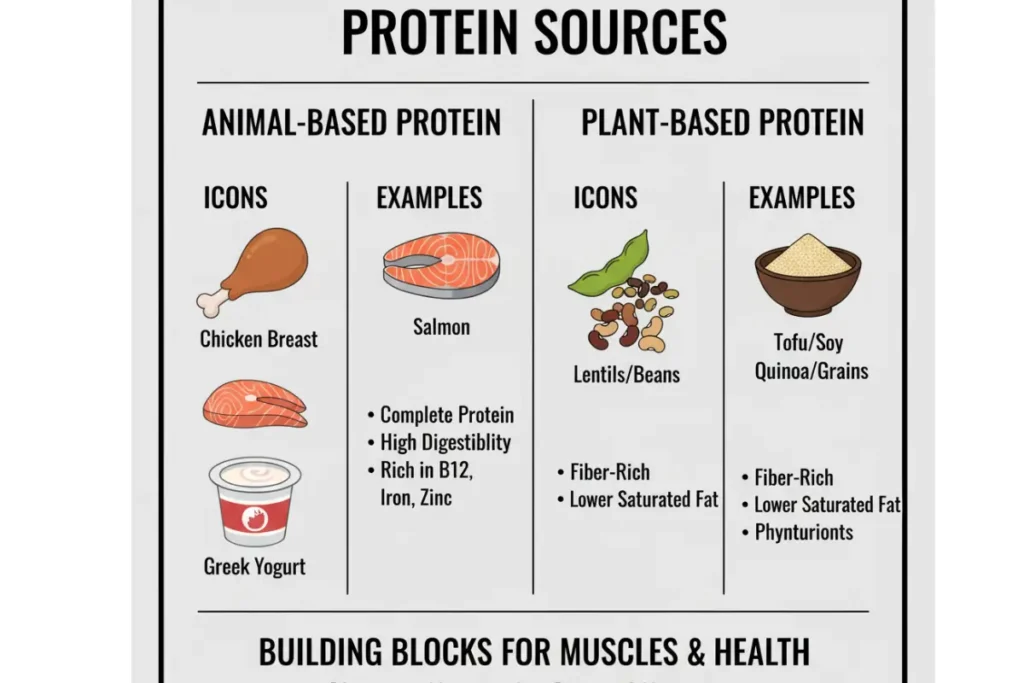 Comparison of best animal and plant protein sources for women over 40