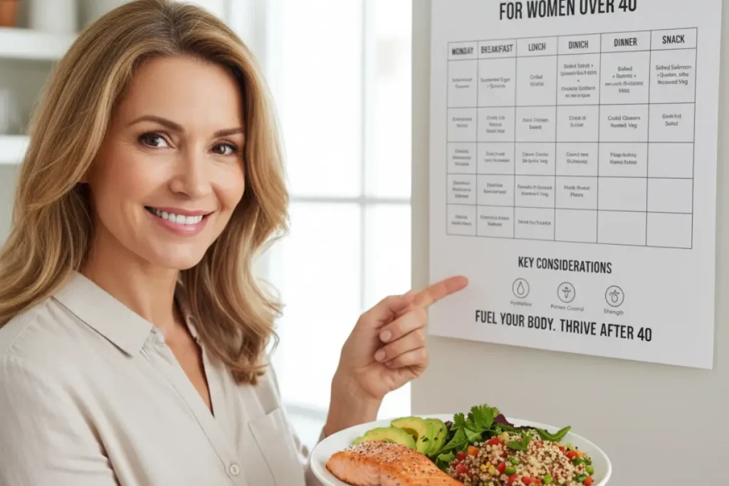 Easy meal prep for a diet plan for women over 40 using batch cooking containers