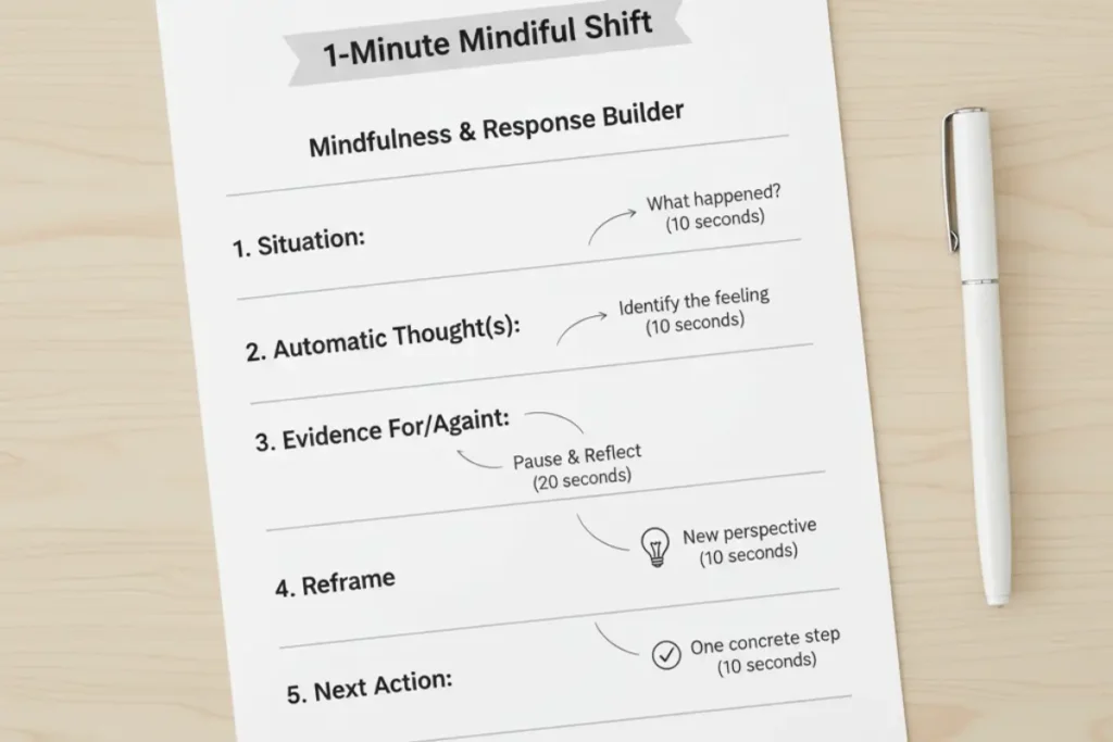 CBT thought record for confidence building after 40 to reframe limiting beliefs and self-talk