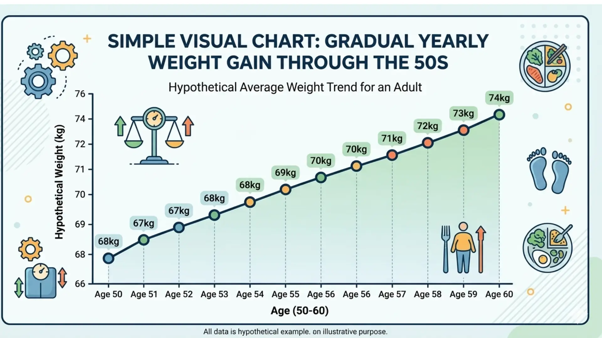 average menopause weight gain per year chart